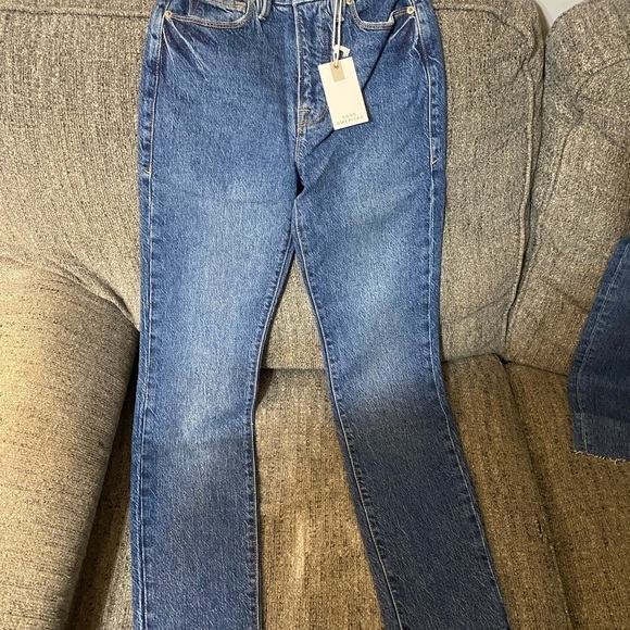 COPY - Good American Classic Raw Hem High Rise Jeans Skinnyish Fit Blue940 Sz 0… - Picture 1 of 4